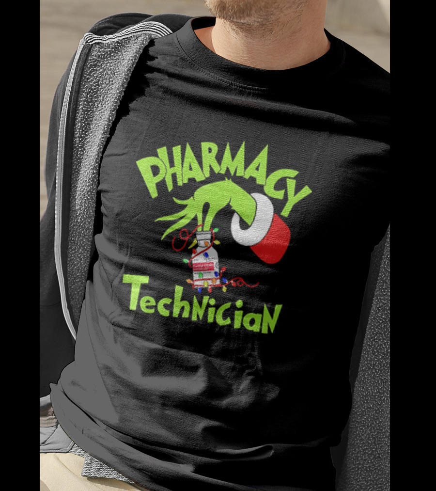 Grinch Pharmacy Technician Christmas Lights T-Shirt