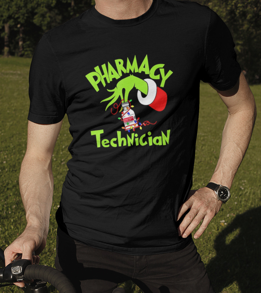 Grinch Pharmacy Technician Christmas Lights T-Shirt