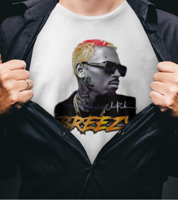 Breezy Chris Brown Signature Style With Sunglasses And Blonde Hair T-Shirt