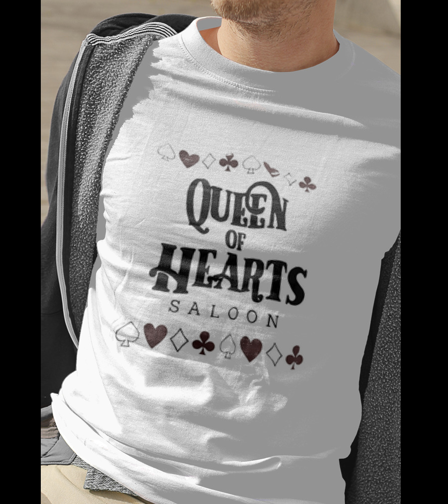 Queen Of Hearts Saloon Playing Card Symbols T-Shirt