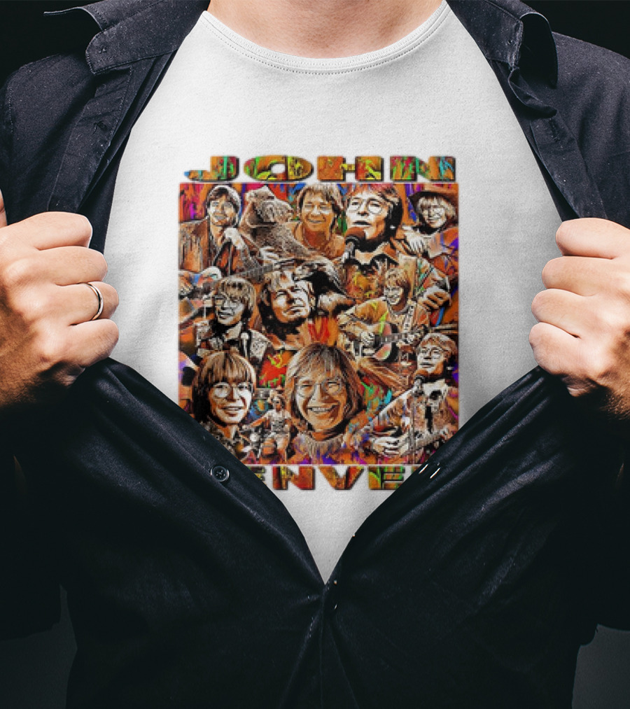 John Denver Colorful Vintage Collage T-Shirt