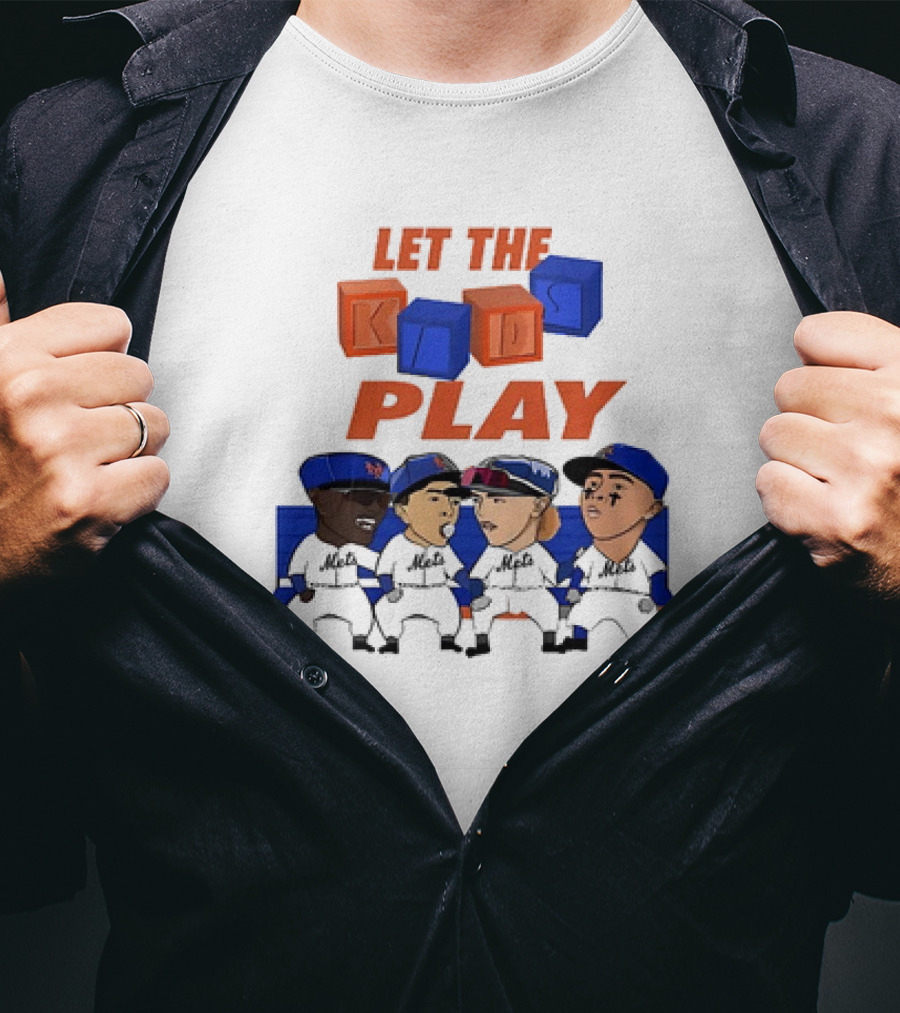 Let The Kids Play Mets Cartoon Baseball Team Fans T-Shirt