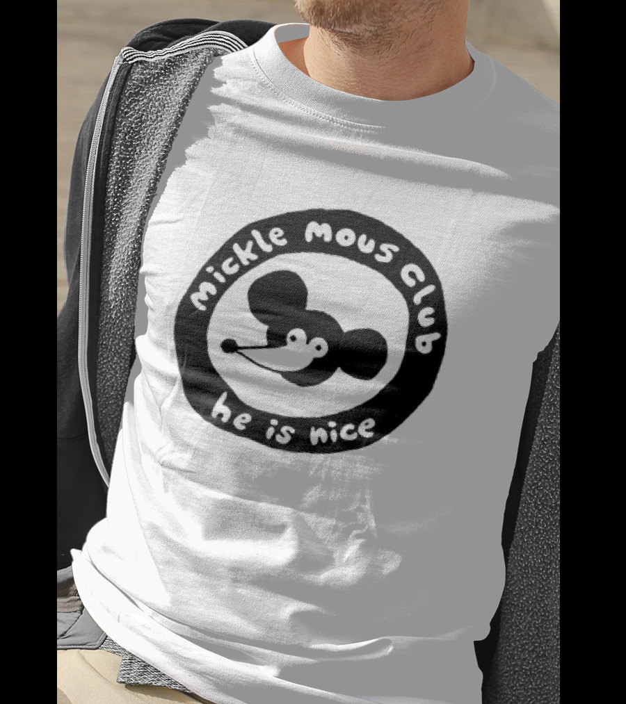 Mickle Mous Club He Is Nice Black And White Circle T-Shirt