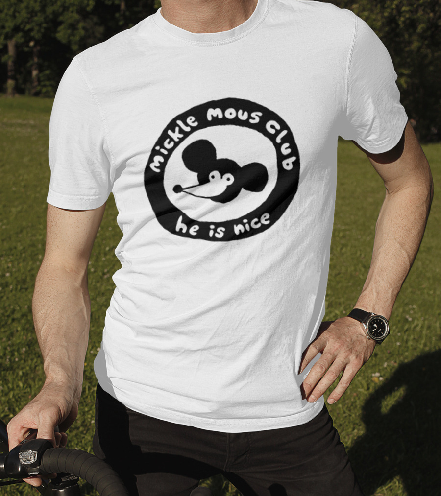 Mickle Mous Club He Is Nice Black And White Circle T-Shirt