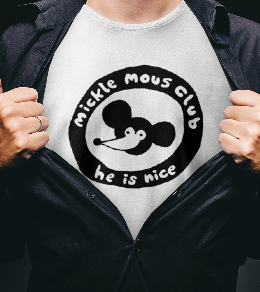 Mickle Mous Club He Is Nice Black And White Circle T-Shirt