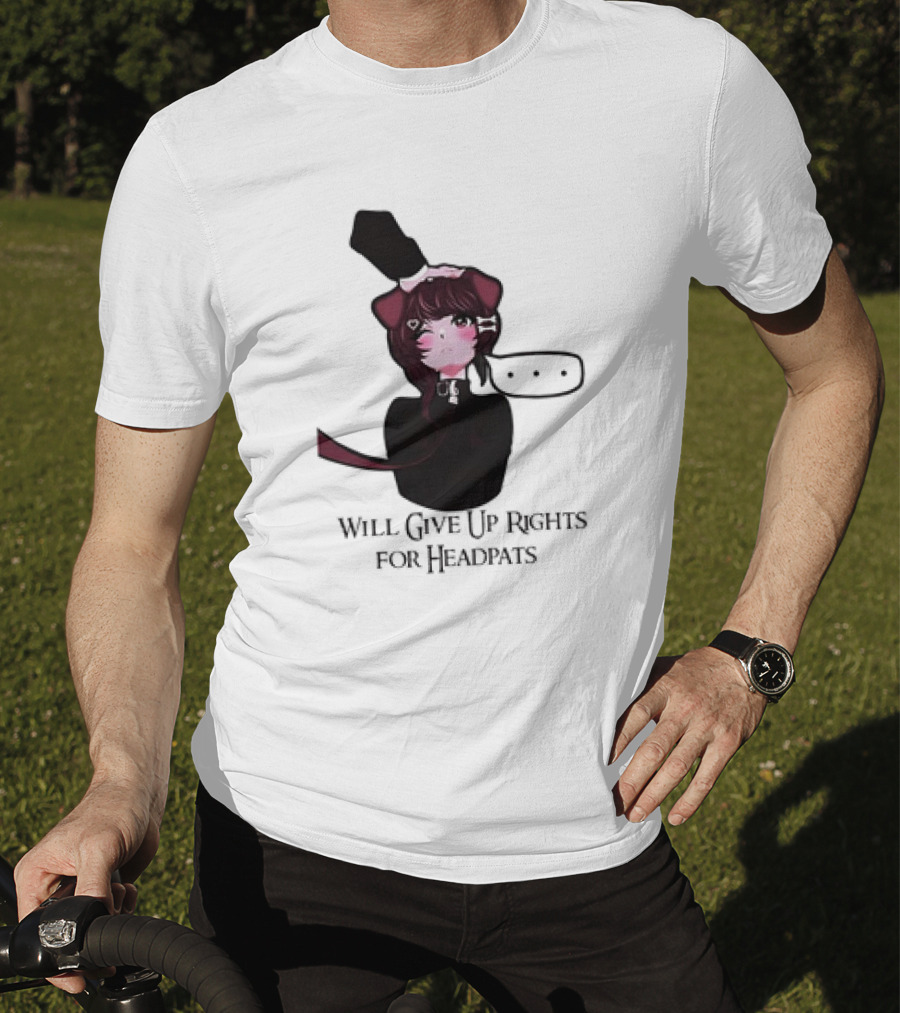 Will Give Up Rights For Headpats Anime Cat Ear Character With Blush And Speech Bubble T-Shirt
