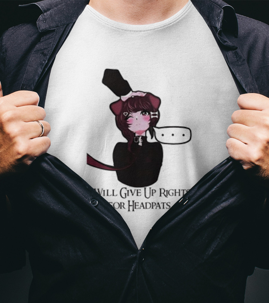Will Give Up Rights For Headpats Anime Cat Ear Character With Blush And Speech Bubble T-Shirt