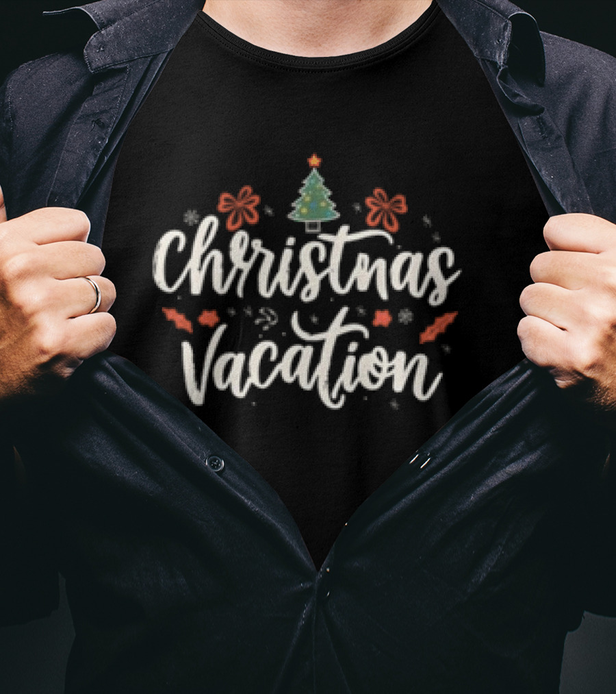 Christmas Vacation Holiday Tree And Snowflakes T-Shirt