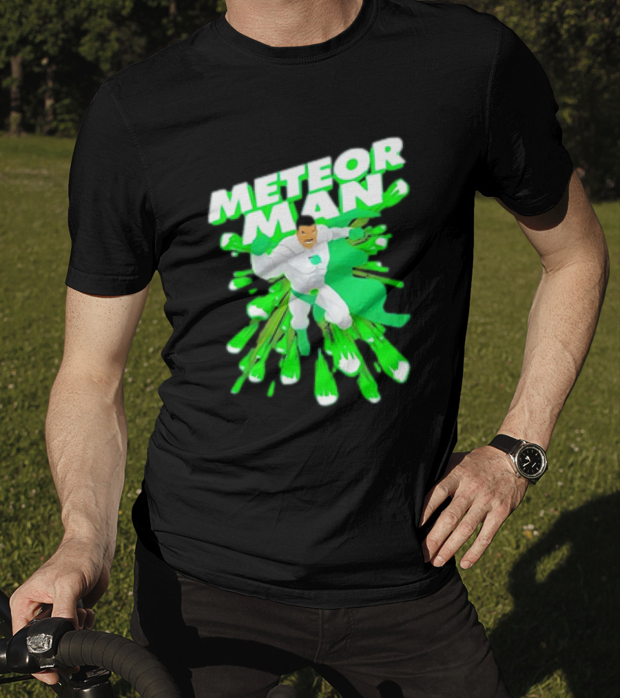 Meteor Man Heroic Pose With Green Comet Effect T-Shirt
