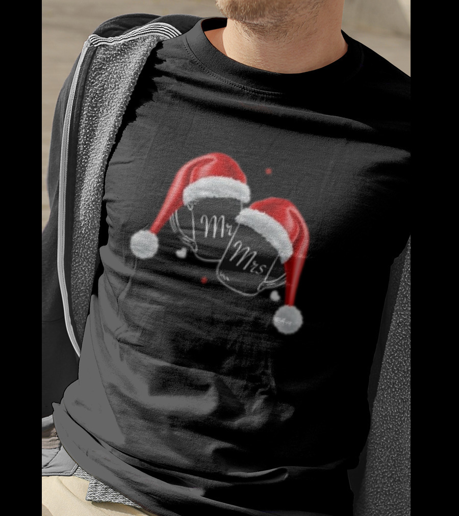 Mr Mrs Santa Hats Festive Christmas T-Shirt