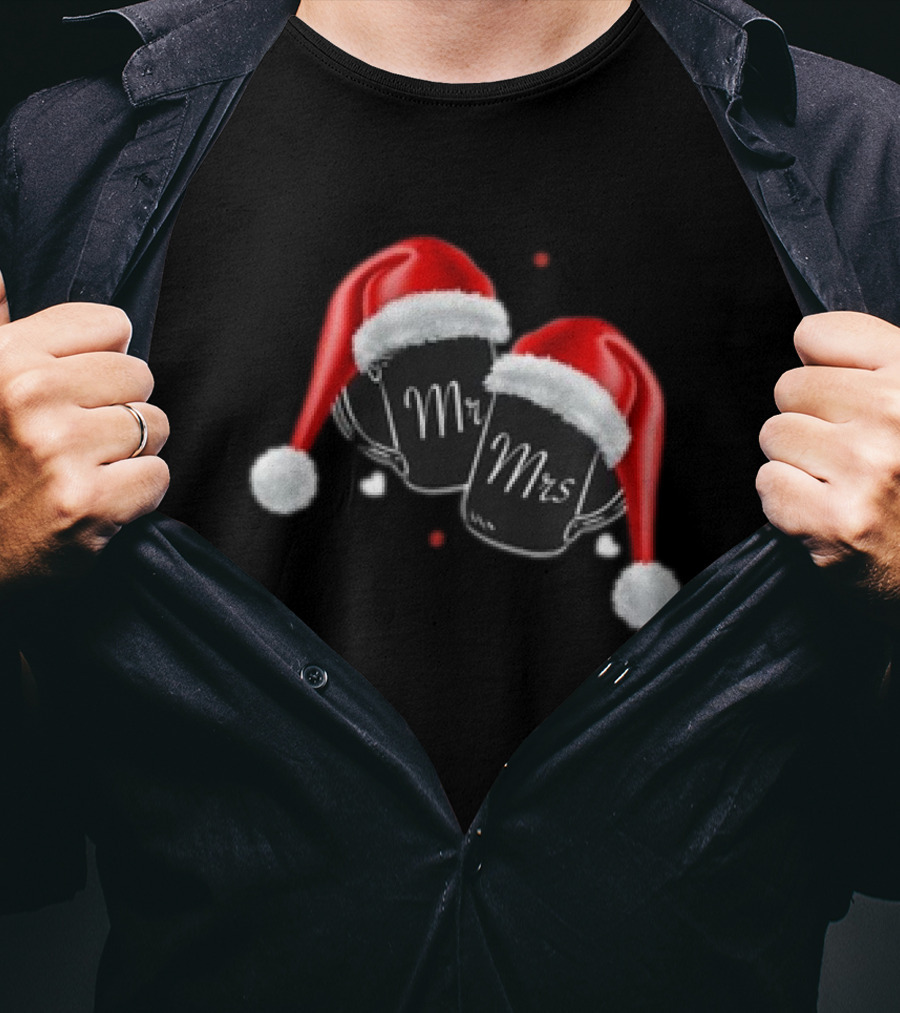 Mr Mrs Santa Hats Festive Christmas T-Shirt