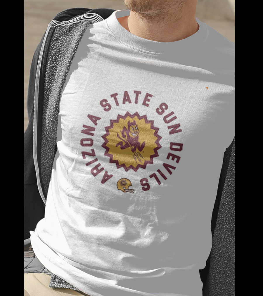 Arizona State Sun Devils Football Sunburst Sparky Helmet T-Shirt