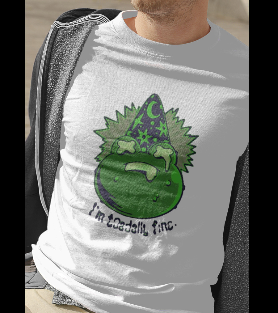 I'm Toadally Fine Vintage Green Toad Witch Hat Stars And Moon T-Shirt