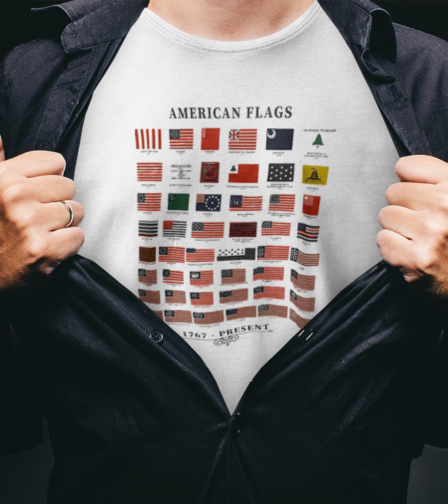 American Flags 1767 Present Historical Evolution Chart T-Shirt