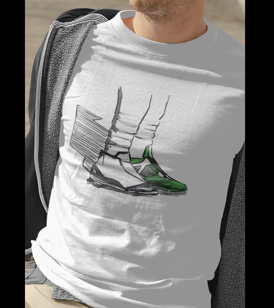 Jalen Two-Shoes Hurts Dual-Colored Sports Footwear Combo T-Shirt