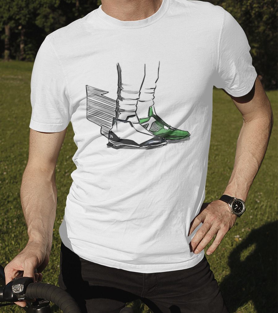 Jalen Two-Shoes Hurts Dual-Colored Sports Footwear Combo T-Shirt