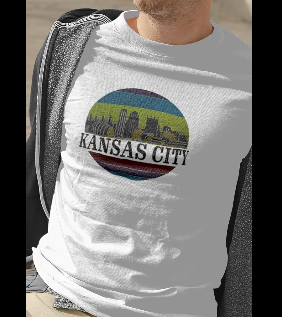 Kansas City Vintage Skyline Retro Stripes T-Shirt