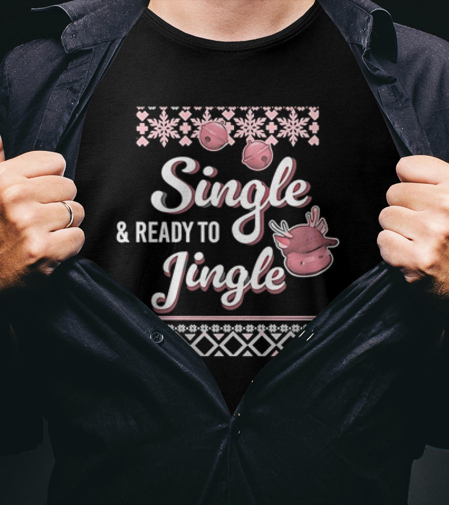 Metokur Store Single And Ready To Jingle Snowflakes Bells Reindeer T-Shirt