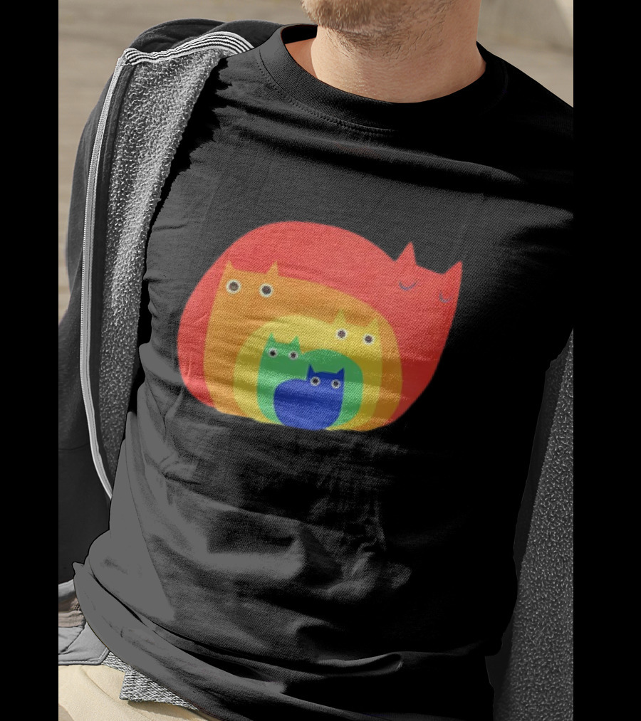 Rainbow Cats Pattern Layers T-Shirt