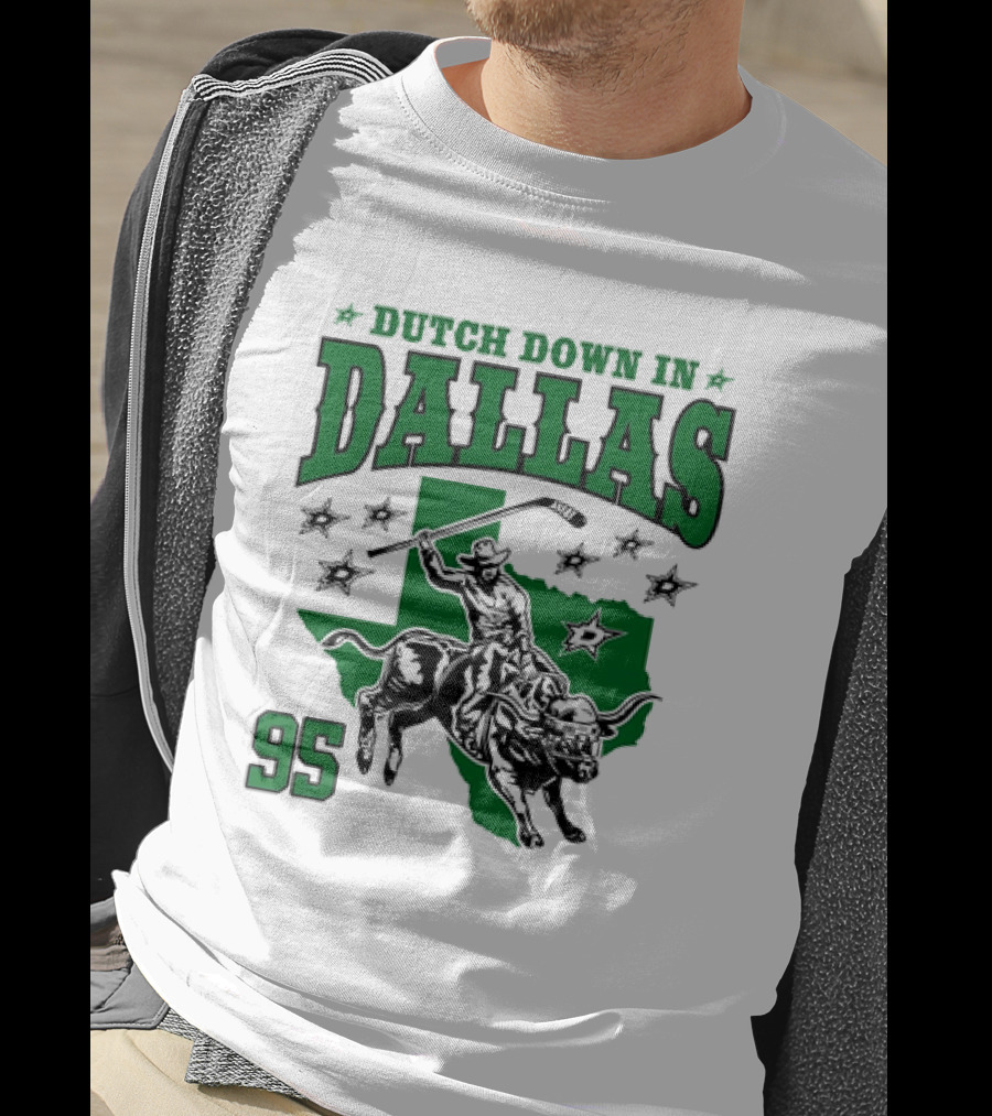 Dutch Down In Dallas Stars 95 Hockey Cowboy Bull Riding Texas T-Shirt