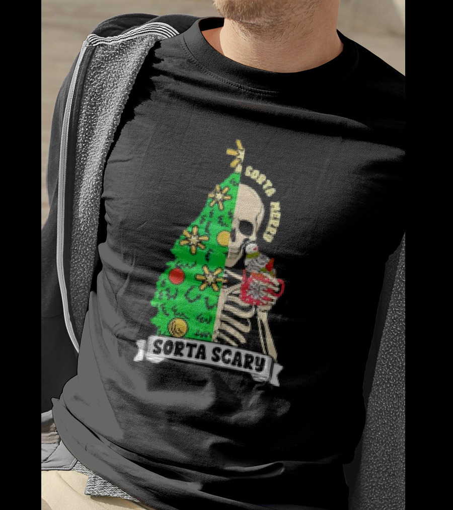 Sorta Merry Sorta Scary Christmas Skeleton Xmas Tree T-Shirt