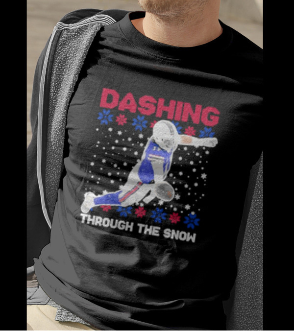 Josh Allen Buffalo Bills Dashing Through The Snow Holiday Football T-Shirt