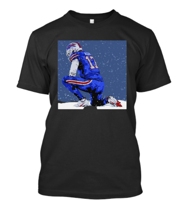 Josh Allen Buffalo Bills Legend Number 17 Snow Kneeling Player T-Shirt