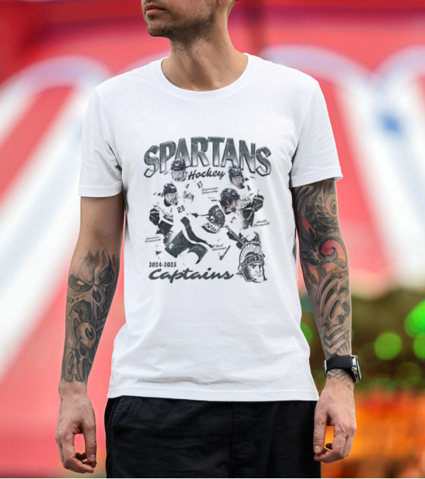 Premium T-Shirt: Spartans Hockey 2024-2025 Captains Michigan State Men’s Ice Hockey Team 90s T-Shirt Spartans Hockey 2024-2025 Captains Michigan State Men’s Ice Hockey Team 90s T-Shirt
