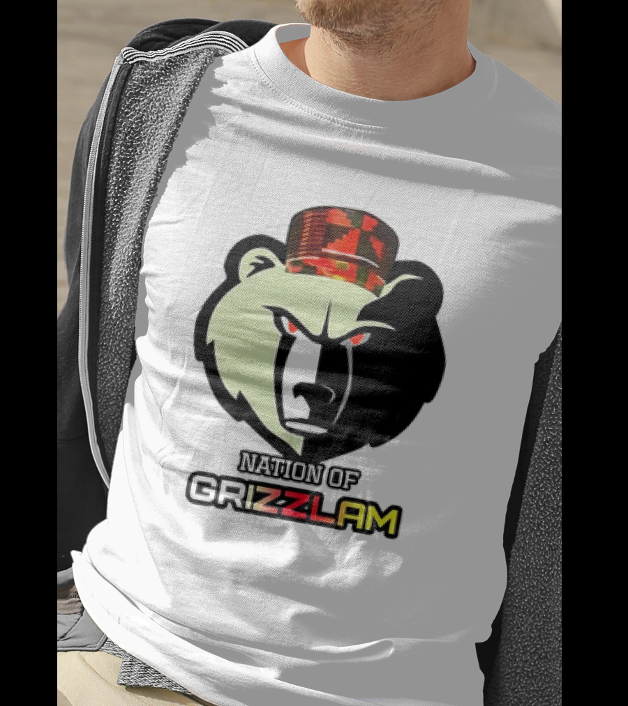 Nation Of Grizzlam Bear Logo With Camo Hat T-Shirt