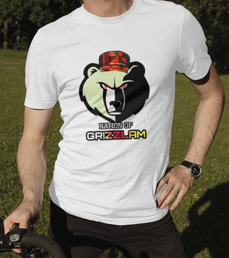 Nation Of Grizzlam Bear Logo With Camo Hat T-Shirt