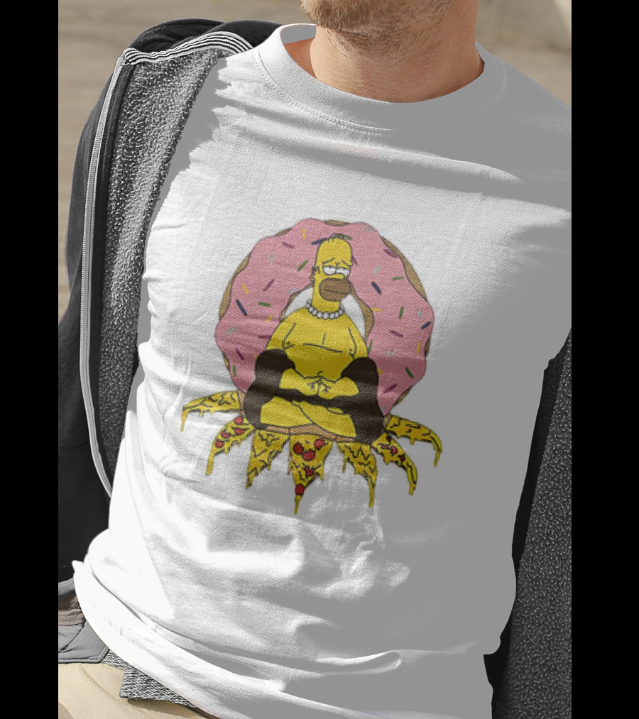Homer Simpson Buddha Namaste With Donut And Pizza Lotus From The Simpsons T-Shirt
