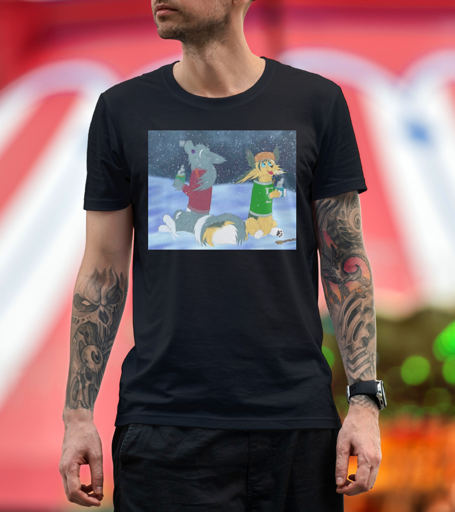 Draco and Love in the Snowy Wonderland Winter Scene T-Shirt