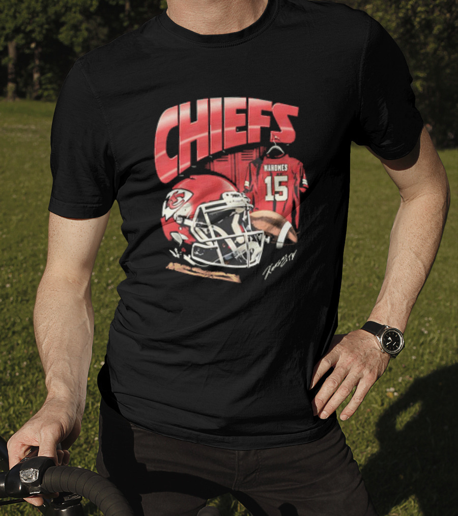 Kansas City Chiefs Patrick Mahomes 15 NFL Helmet Jersey Chiefs T-Shirt