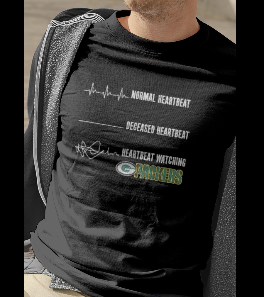 Normal Heartbeat Deceased Heartbeat Heartbeat Watching Green Bay Packers T-Shirt