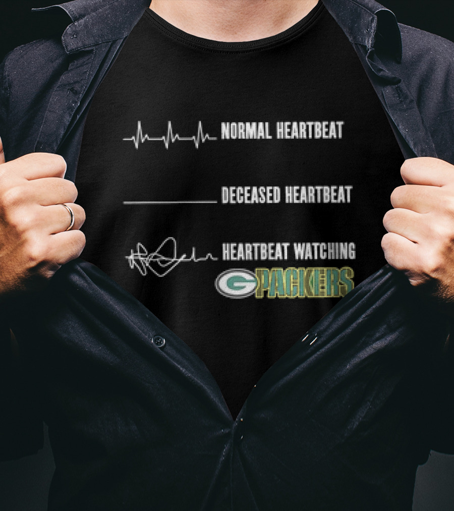 Normal Heartbeat Deceased Heartbeat Heartbeat Watching Green Bay Packers T-Shirt