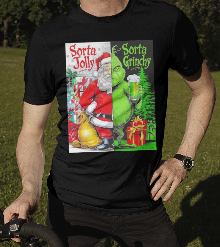 Sorta Jolly Sorta Grinchy Santa Claus Grinch Christmas Gifts T-Shirt