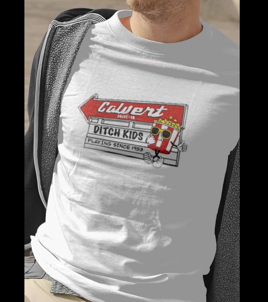Calvert Drive-In Ditch Kids Playing Since 1953 Popcorn Character T-Shirt