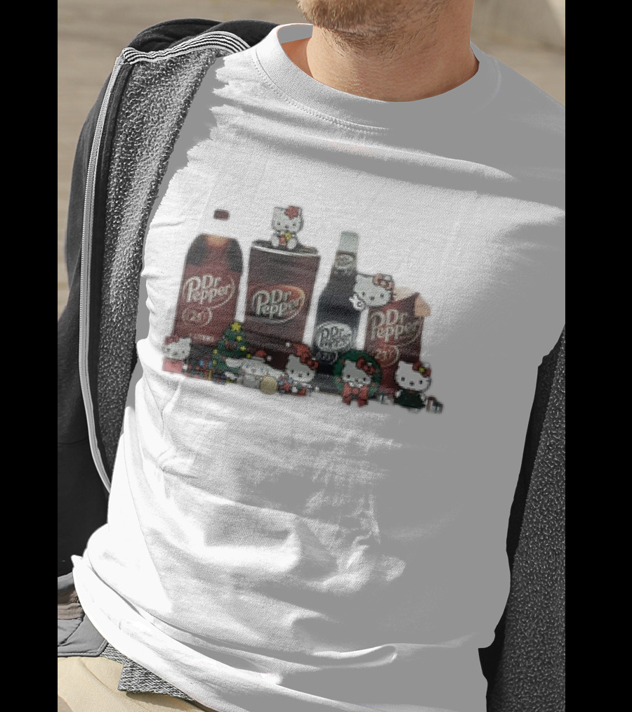 Hello Kitty Holiday With Dr Pepper Bottles And Cans T-Shirt