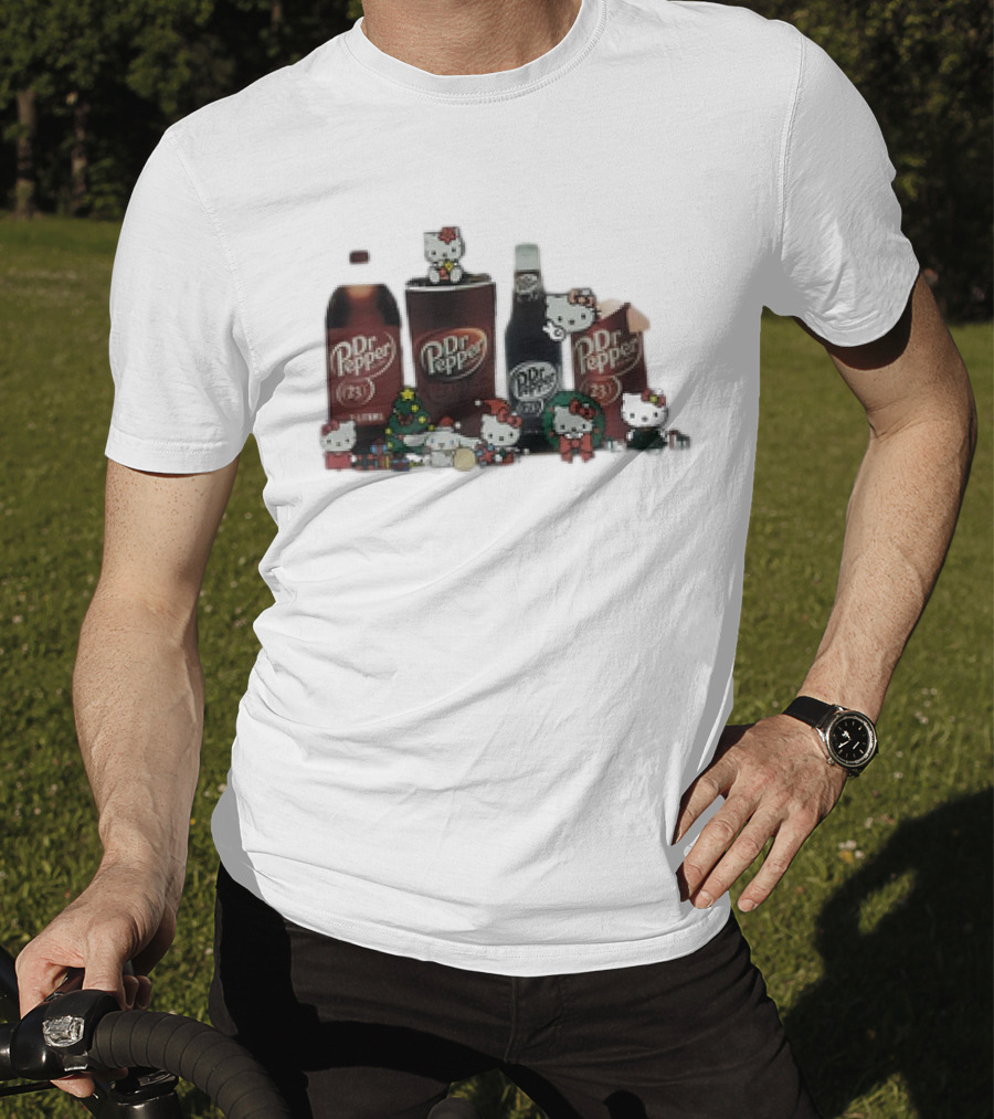 Hello Kitty Holiday With Dr Pepper Bottles And Cans T-Shirt