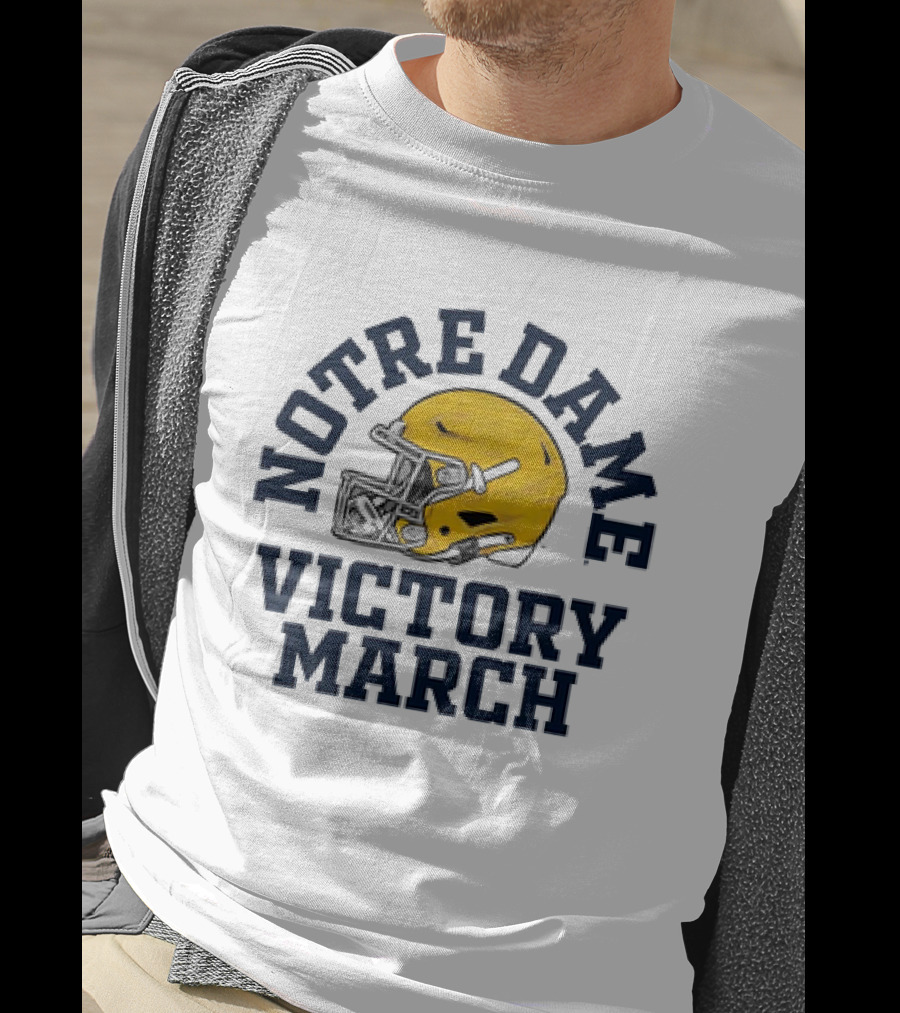Notre Dame Victory March 2025 Fighting Irish Helmet T-Shirt