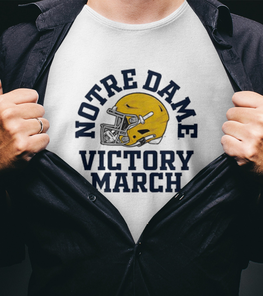 Notre Dame Victory March 2025 Fighting Irish Helmet T-Shirt