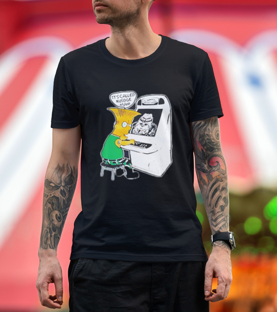 Bart Simpson It's Called Kusoge Man Playing Arcade Game T-Shirt