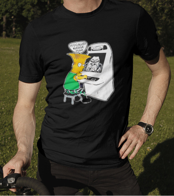 Bart Simpson It's Called Kusoge Man Playing Arcade Game T-Shirt