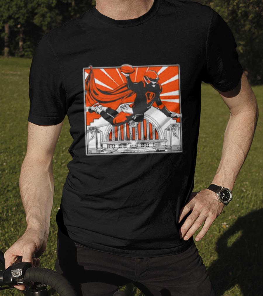 Cincinnati Bengals Superhero Joe Burrow Union Terminal Fan T-Shirt