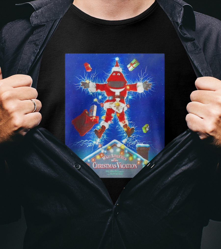 WKU Athletics Christmas Vacation Funny Santa Character On Rooftop With Presents T-Shirt