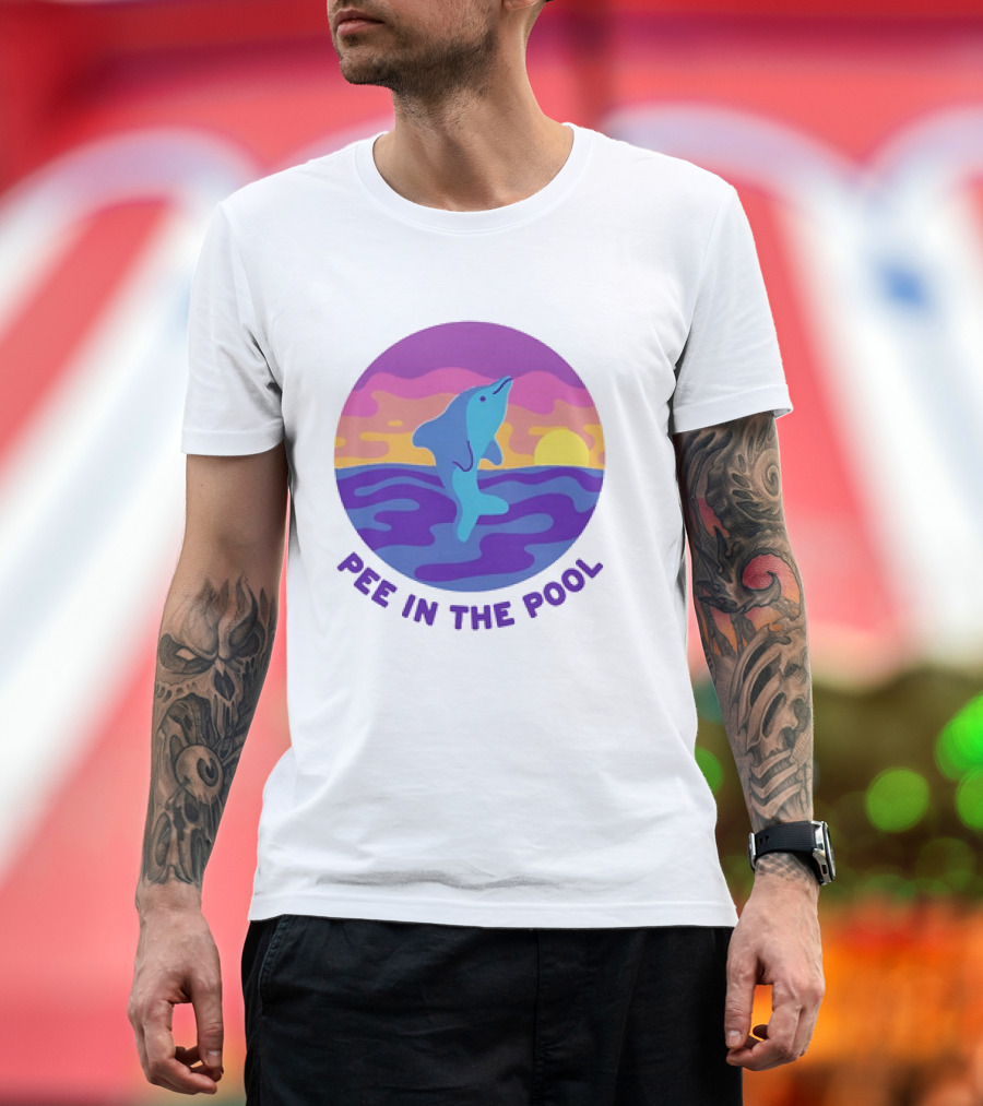 Dolphin Sunrise Pee in the Pool T-Shirt