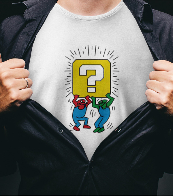Mario And Luigi Lifting Block Keith Haring Style Pop Art Brothers T-Shirt