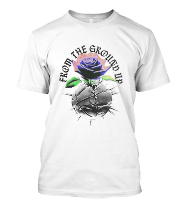 From The Ground Up Blue Rose And Cracked Earth T-Shirt