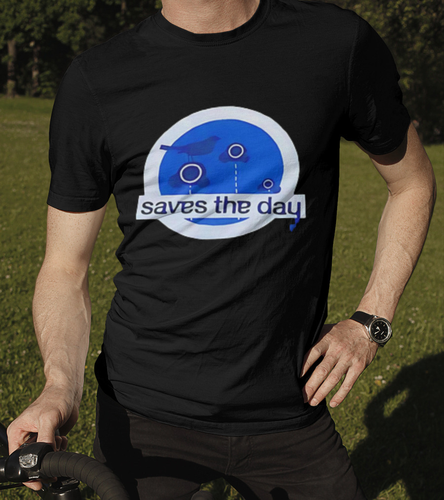 Saves The Day Bird Circular Icon Blue Background T-Shirt