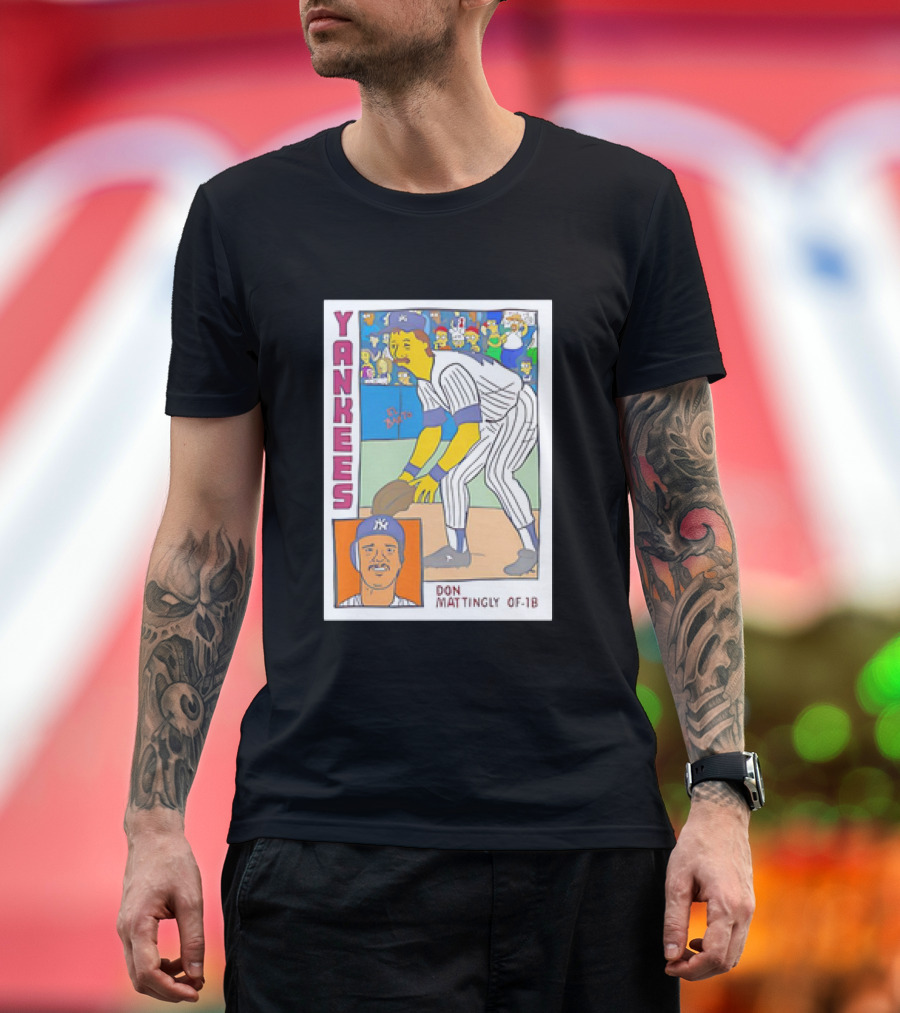 Yankees Don Mattingly OF-1B Simpsons Style Baseball Card T-Shirt